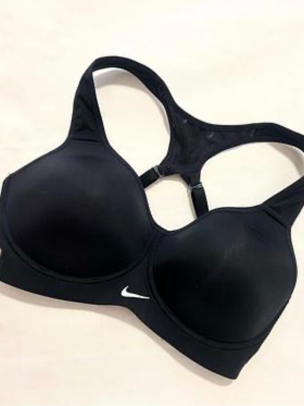 Nike Black Racerback Molded Cup Sports Bra with White Swoosh